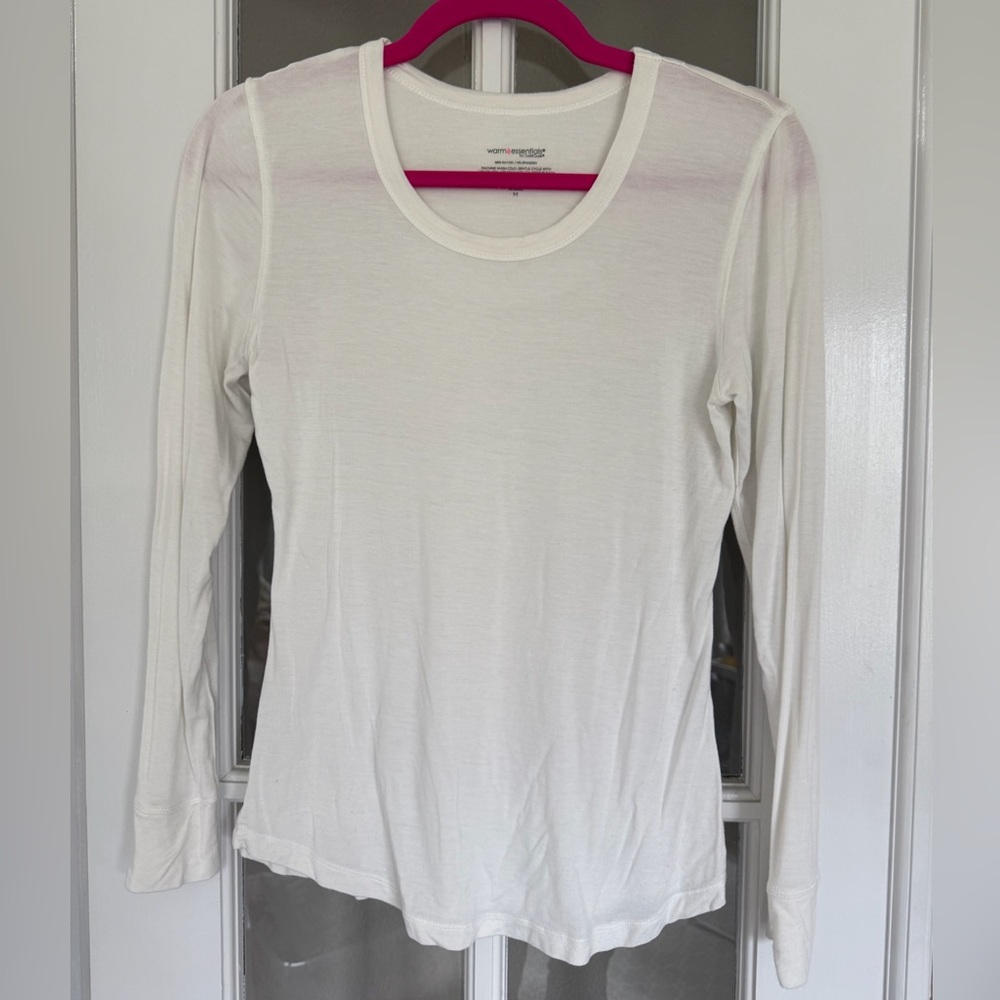 Cuddl Duds Cream Fitted Long Sleeve Tee